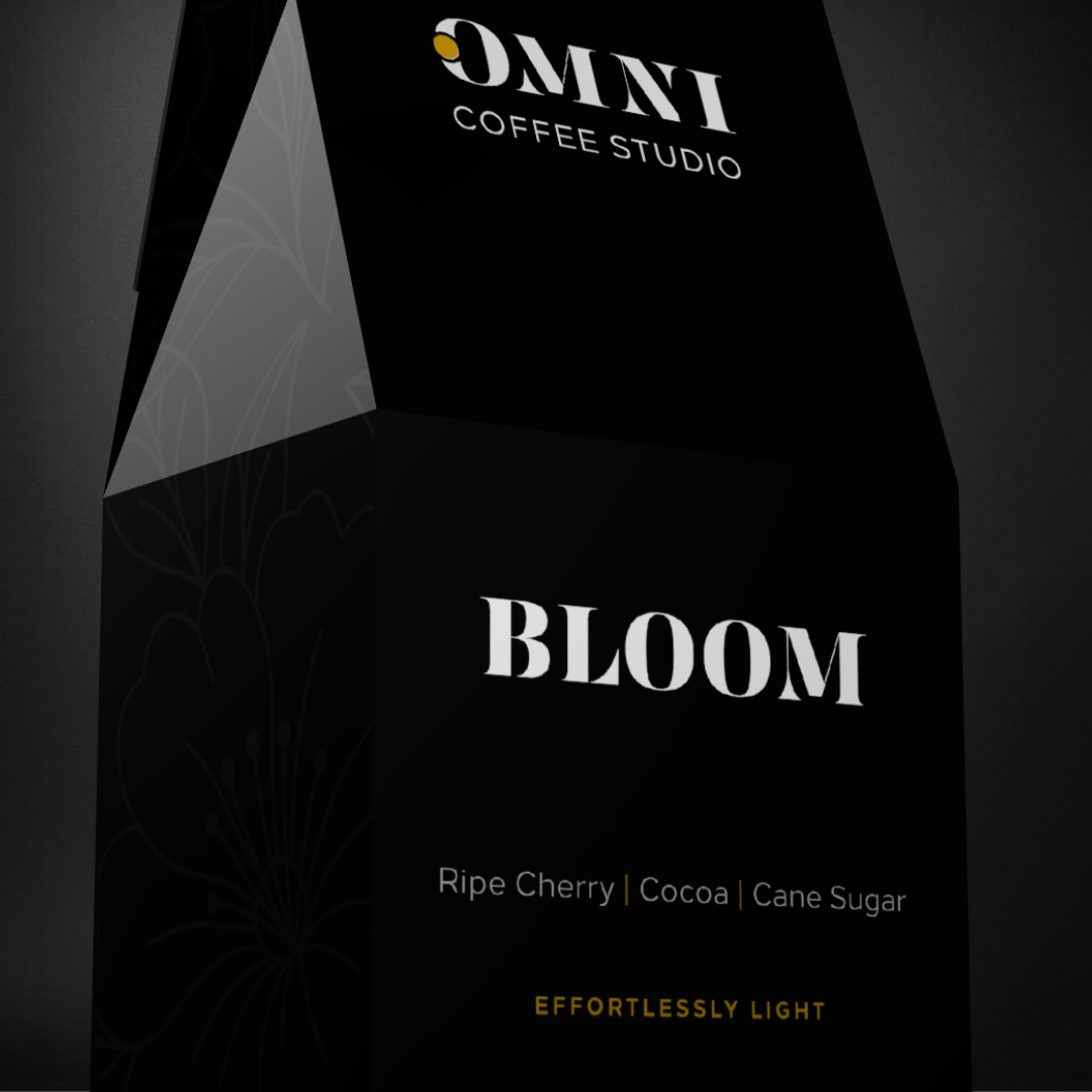 Emerge coffee packaging by Omni Coffee Studio, showing a detailed view of packaging.