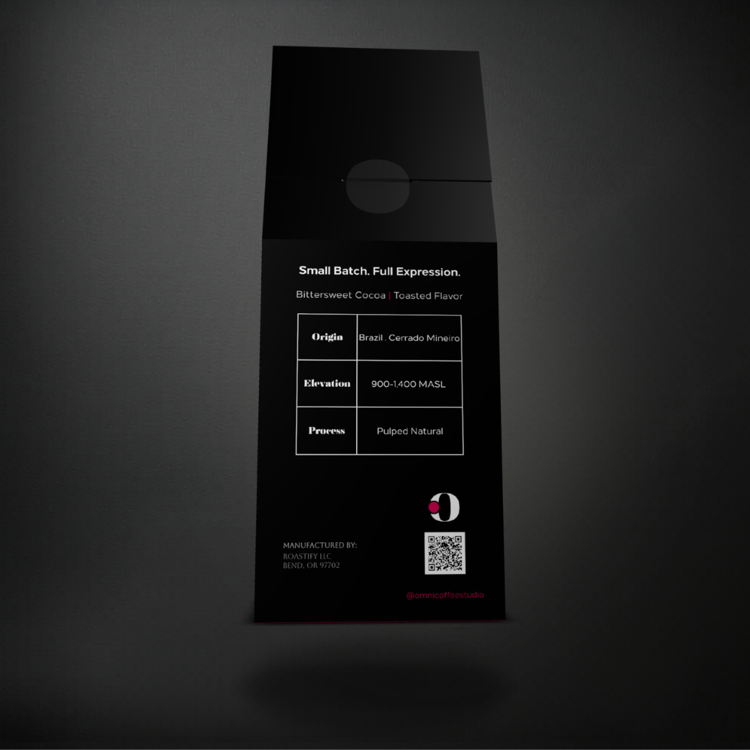 Soar coffee packaging by Omni Coffee Studio, back panel showing tasting notes, origin, elevation, and process.
