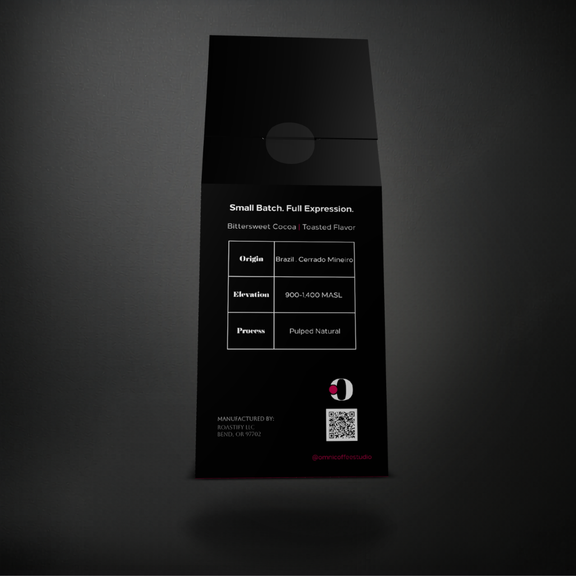Soar coffee packaging by Omni Coffee Studio, back panel showing tasting notes, origin, elevation, and process.