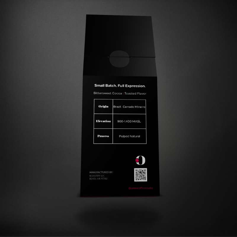 Soar coffee packaging by Omni Coffee Studio, back panel showing tasting notes, origin, elevation, and process.